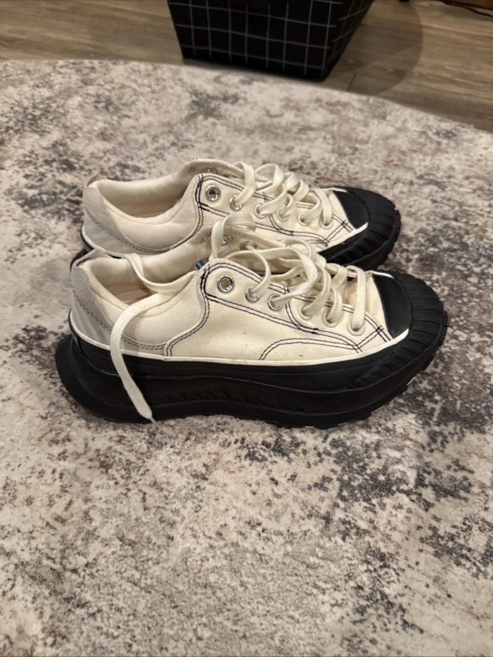 Converse All Star At-CX 70Cream Canvas Platform Sneakers with Black Rubber Soles